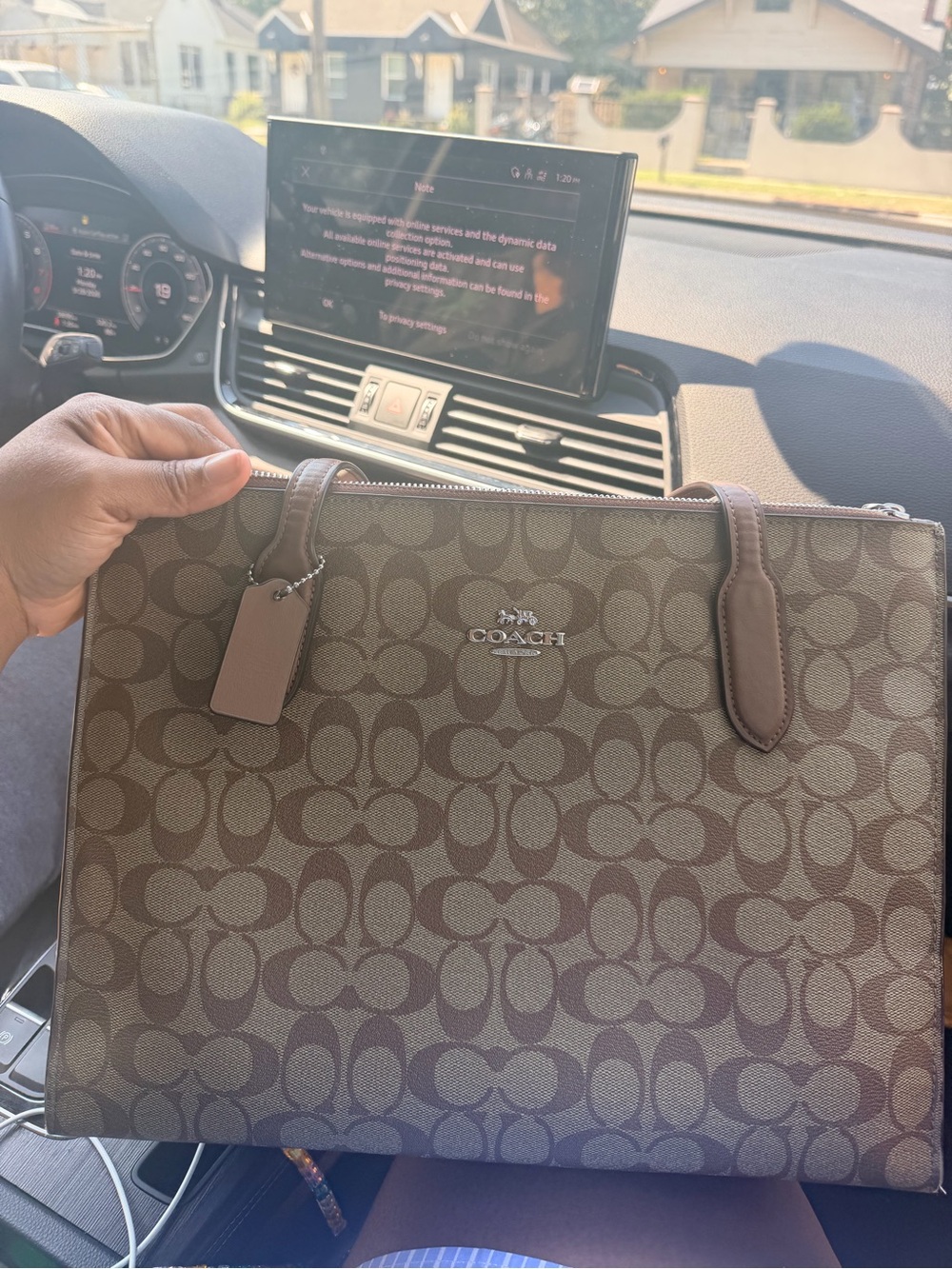 COACH Brown Signature Monogram Briefcase Tote